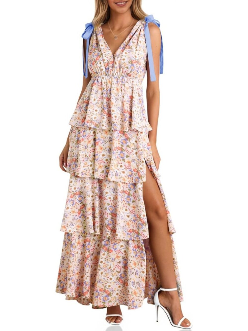 Elegant Floral Ruffle Maxi Dress for Women | Perfect Wedding Guest Attire